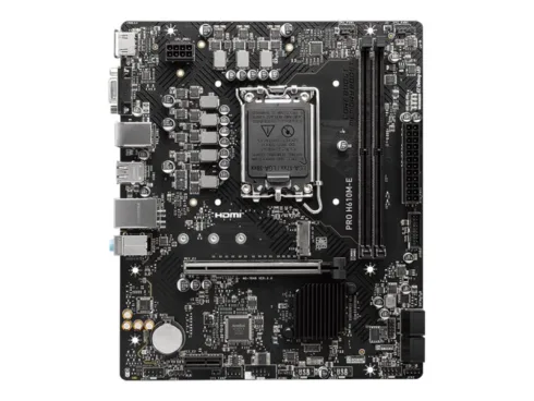 MSI   PRO H610M-E   Processor family Intel   Processor socket  LGA1700   Supported hard disk drive interfaces SATA, M.2   Number of SATA connectors 4