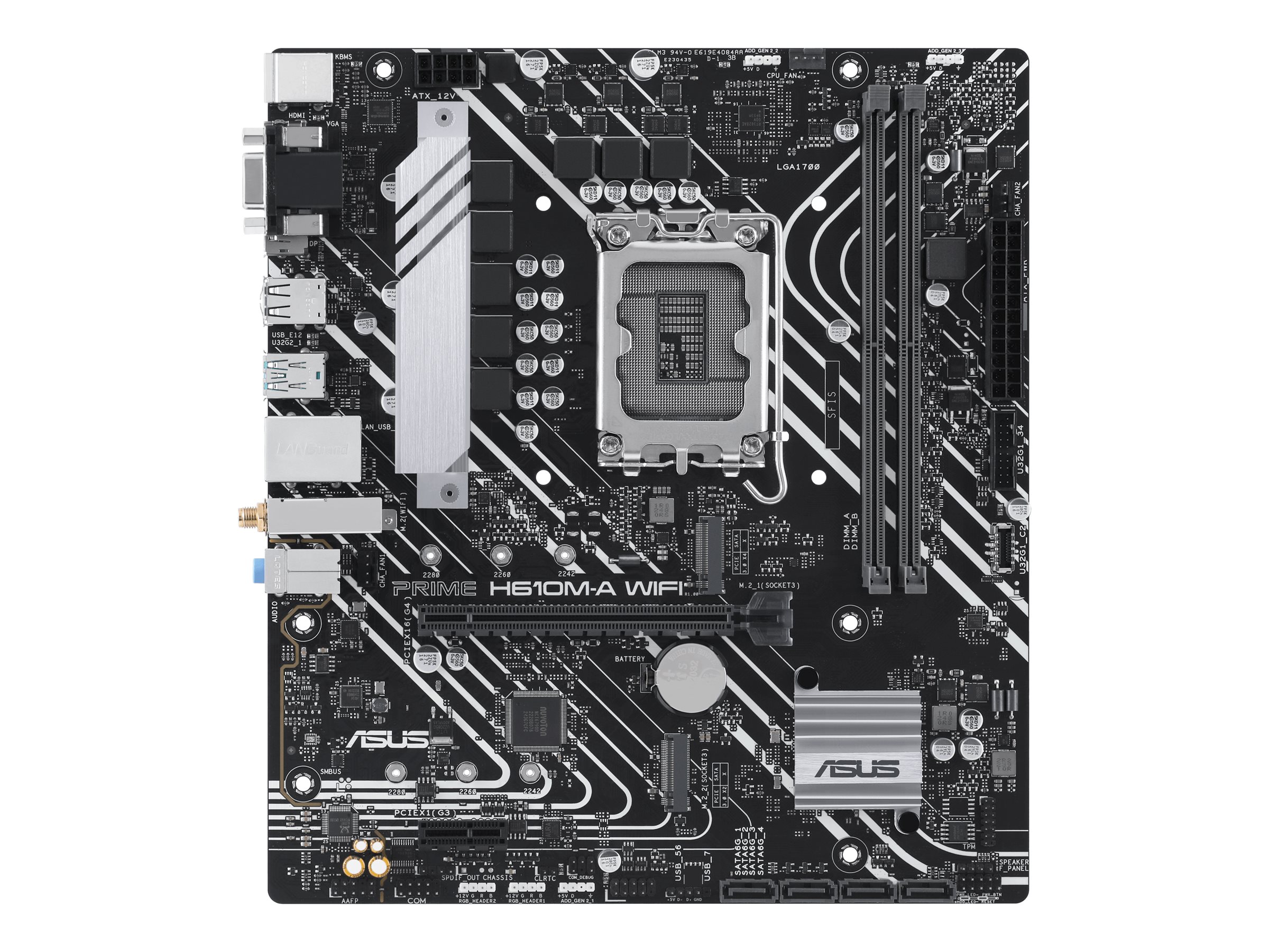 426725-90mb1g00-m0eay0-4711387301777-0.webp Asus Processor family Intel H610 Processor socket 1 x LGA1700 Socket 2 DIMM slots – DDR5, non-ECC, unbuffered Supported hard disk drive interfaces SATA-600, 1 x M.2 Number of SATA connectors 4