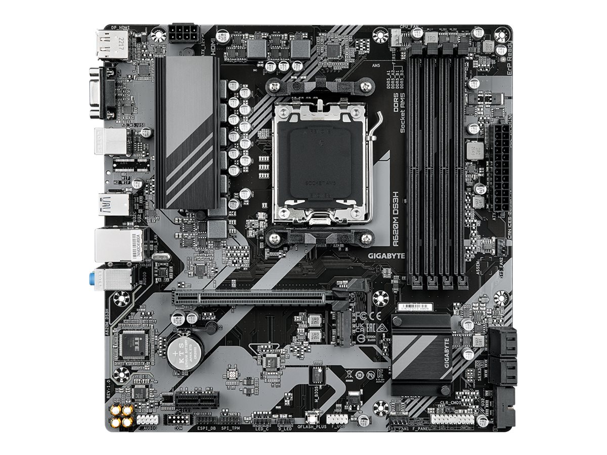 451739-a620m-ds3h-4719331855567-0.webp Gigabyte A620M DS3H Processor family AMD Processor socket AM5 DDR5 Supported hard disk drive interfaces M.2, SATA Number of SATA connectors 4