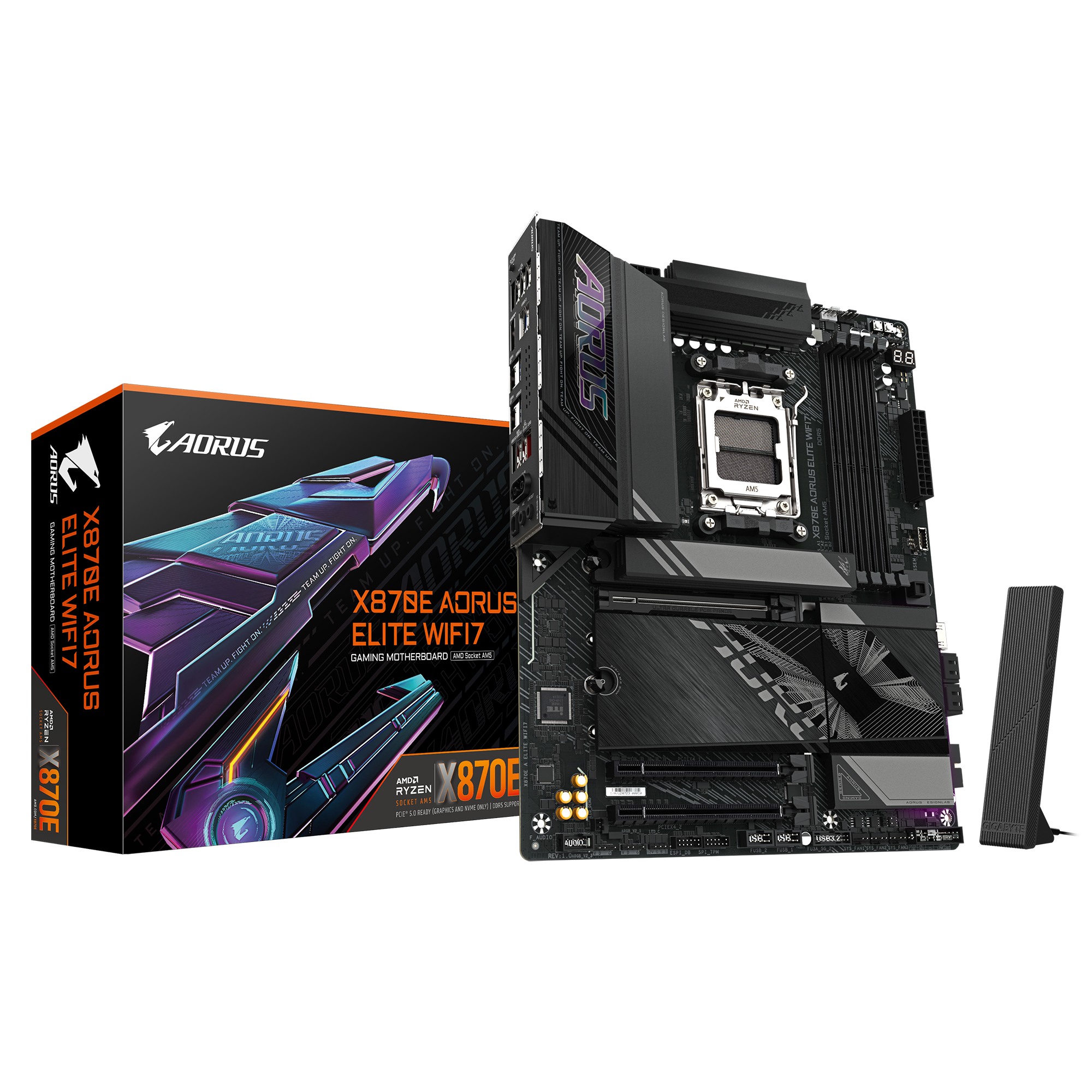 464848-x870e-a-elite-wifi7-4719331864613-0.webp Gigabyte X870E A ELITE WIFI7 Processor family AMD Processor socket AM5 DDR5 Supported hard disk drive interfaces SATA, M.2 Number of SATA connectors 4