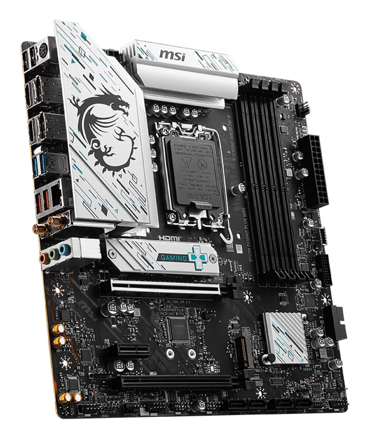 5d63ead2-5e34-43cc-835f-f743dadd1fac Mainboard MSI Intel B760 Express LGA1700 Micro-ATX Memory DDR5 Memory slots 4 1xPCI-Express 3.0 1x 1xPCI-Express 4.0 4x 1xPCI-Express 4.0 16x 2xM.2 2xHDMI 2xDisplayPort 2xUSB 2.0 4xUSB 3.2 1xPS/2 1xRJ45 3xAudio port B760MGAMINGPLUSWIFI