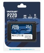 SSD PATRIOT P220 256GB SATA Write speed 490 MBytes/sec Read speed 550 MBytes/sec 2,5″ TBW 120 TB P220S256G25
