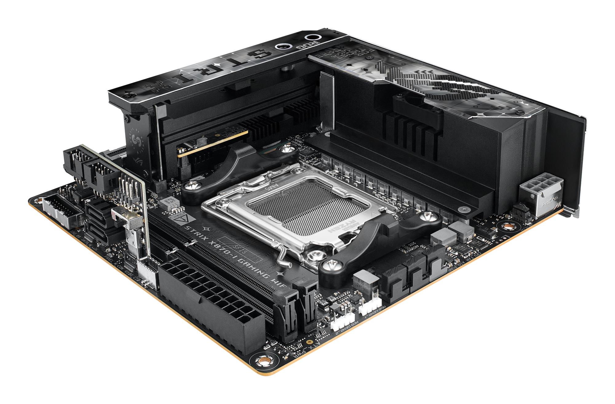 7a61ee13-eb19-4aae-85db-6290d9600015 Mainboard ASUS AMD X870 SAM5 Mini-ITX Memory DDR5 Memory slots 2 1xPCI-Express 4.0 16x 1xPCI-Express 5.0 16x 2xM.2 1xHDMI 3xUSB 3.0 4xUSB 3.2 1xUSB-C 2xUSB4 1xRJ45 ROGSTRIXX870-IGAMWIFI