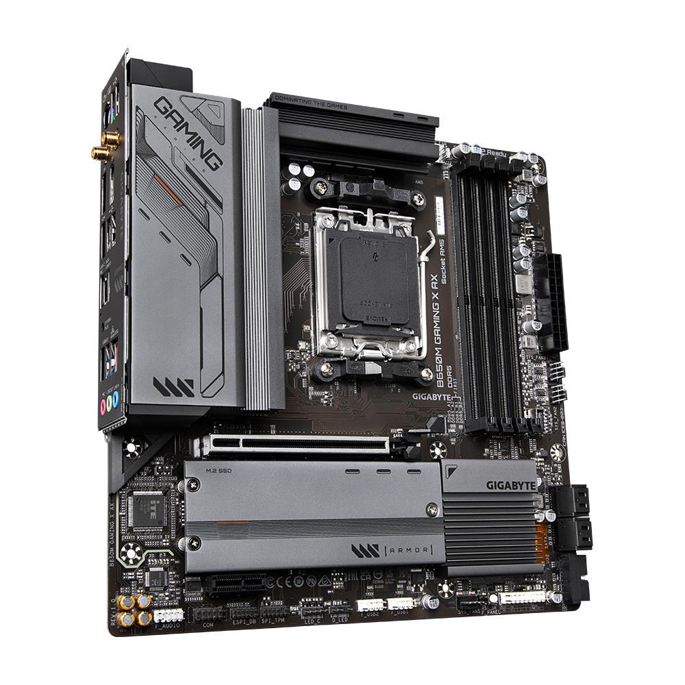 803a3883-00d7-4c48-a5e6-a2d621c749c0 Mainboard GIGABYTE AMD B650 SAM5 Micro-ATX Memory DDR5 Memory slots 4 1xPCI-Express 3.0 1x 1xPCI-Express 4.0 16x 2xM.2 1xHDMI 2xDisplayPort 4xUSB 2.0 3xUSB 3.2 1xUSB-C 1xPS/2 1xRJ45 3xAudio port B650MGAMINGXAX1.3