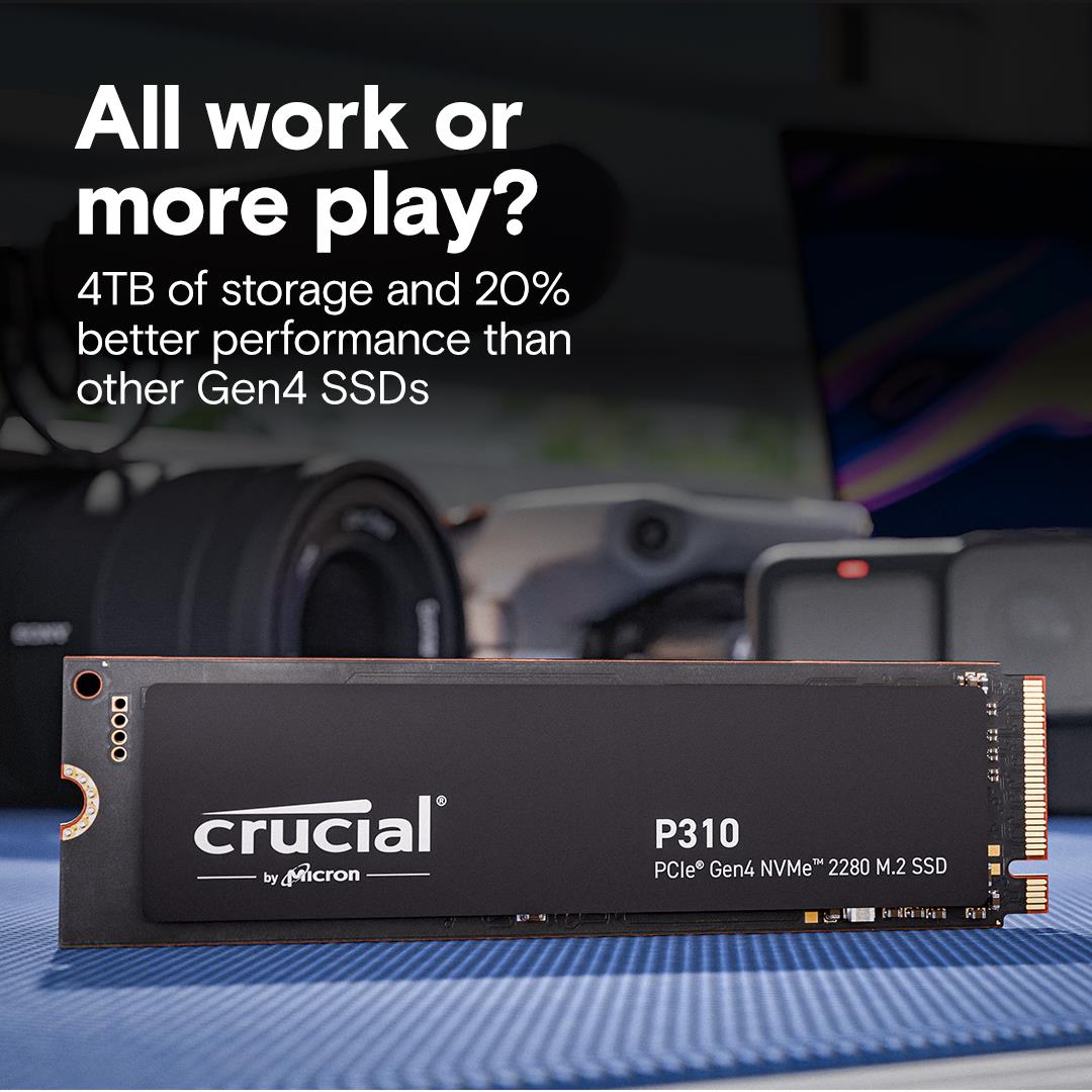 9c7f58d7-4684-4637-a8ad-4b086f52ffde SSD CRUCIAL 800xTBW rating Read speed 7100 MB/s Write speed 6000 MB/s NVMe Yes PCI Express 4.0 M.2 4000 GB CT4000P310SSD8