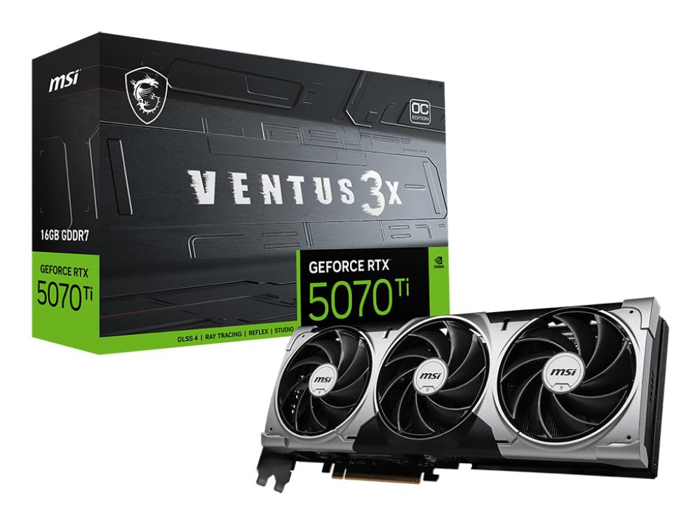a2d719b2-ab81-416a-b657-a7ee2f60d111 Graphics Card MSI NVIDIA GeForce RTX 5070 Ti 16 GB GDDR7 256 bit PCIE 5.0 16x Triple slot Fansink 1xHDMI 3xDisplayPort RTX5070TI16GVEN3XOC
