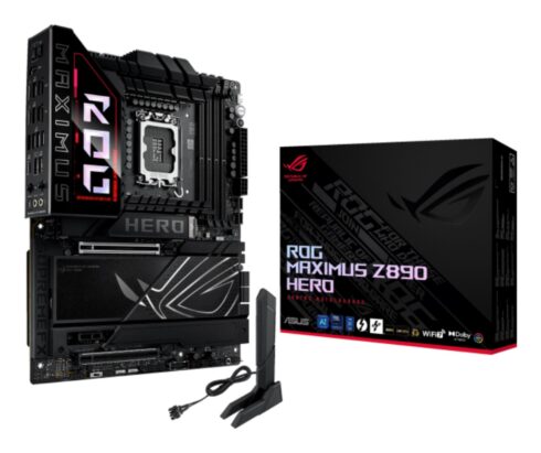 Mainboard ASUS Intel Z890 LGA1851 ATX Memory DDR5 Memory slots 4 1xPCI-Express 4.0 1x 1xPCI-Express 4.0 16x 1xPCI-Express 5.0 16x 6xM.2 1xHDMI 1xAudio-In 1xAudio-Out 4xUSB 3.0 4xUSB 3.1 1xUSB-C 2xUSB-C w/Thunderbolt 1xOptical S/PDIF 2xRJ45 ROGMAXIMUSZ890HERO