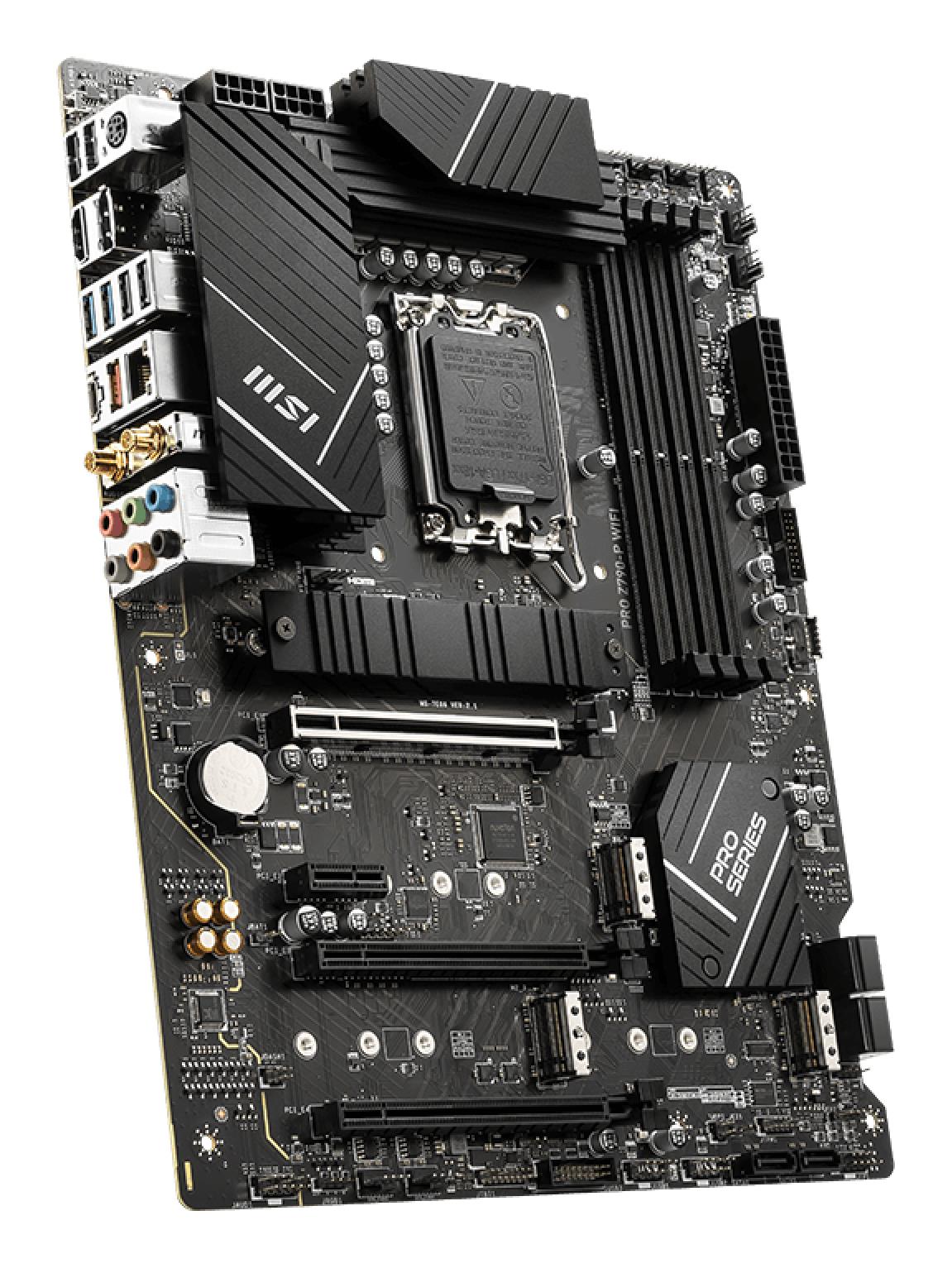 c8aecbc3-7942-4add-8c36-052e9ad75b90 Mainboard MSI Intel Z790 LGA1700 ATX Memory DDR5 Memory slots 4 1xPCI-Express 1x 3xPCI-Express 16x 4xM.2 1xHDMI 1xDisplayPort 4xUSB 2.0 3xUSB 3.2 1xUSB-C 1xPS/2 6xAudio port PROZ790-PWIFI