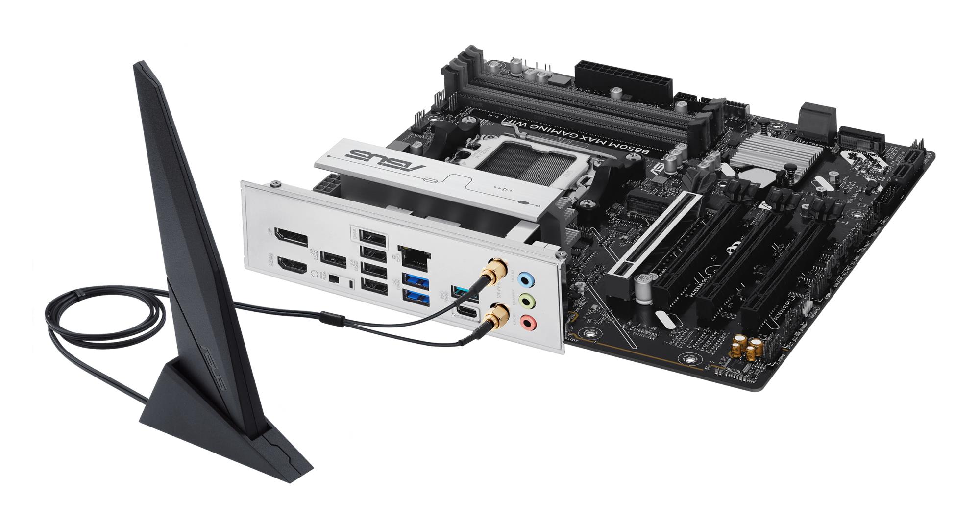 d1038de0-ddd0-4105-b9ac-741952fa675f Mainboard ASUS AMD B850 SAM5 Micro-ATX Memory DDR5 Memory slots 4 3xPCI-Express 4.0 16x 1xPCI-Express 5.0 16x 3xM.2 1xHDMI 1xDisplayPort 5xUSB 2.0 2xUSB 3.2 2xUSB-C 1xRJ45 3xAudio port B850MMAXGAMINGWIFI