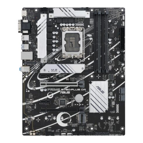 Mainboard ASUS Intel B760 Express LGA1700 ATX Memory DDR4 Memory slots 4 2xPCI-Express 3.0 1x 1xPCI-Express 4.0 16x 1xPCI-Express 5.0 16x 3xM.2 1x15pin D-sub 1xHDMI 1xDisplayPort 2xUSB 2.0 3xUSB 3.2 1xUSB-C 1xRJ45 3xAudio port PRIMEB760-PLUSD4