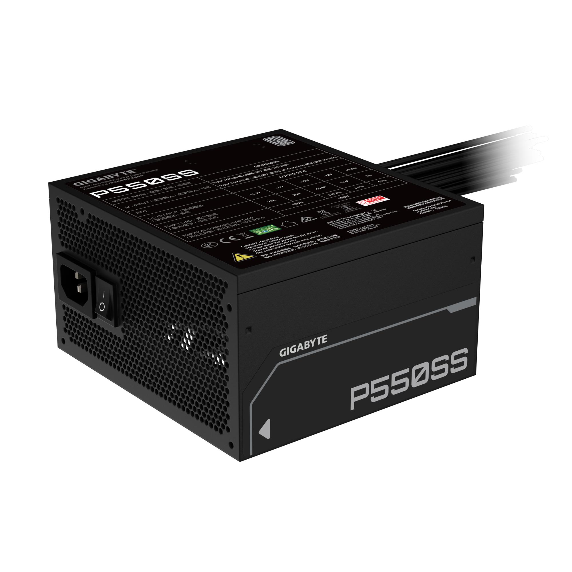 e106ba61-454b-4eb7-b17e-4e09faf76f9b Power Supply GIGABYTE 550 Watts Efficiency 80 PLUS SILVER PFC Active MTBF 100000 hours GP-P550SS