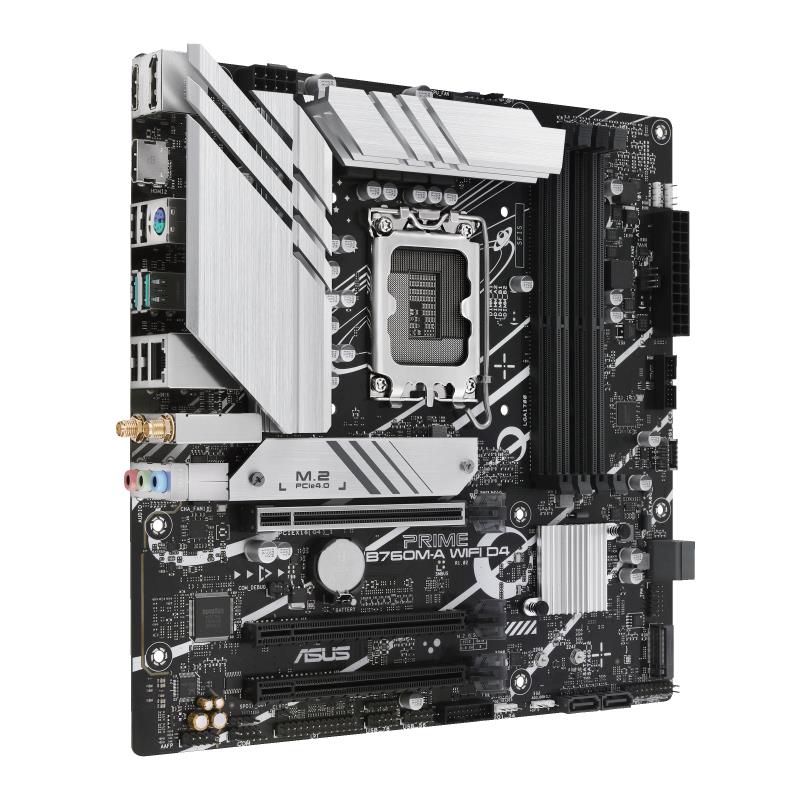 eb63962b-9489-4b34-8db9-676c6e847afa Mainboard ASUS Intel B760 Express LGA1700 Micro-ATX Memory DDR4 Memory slots 4 3xPCI-Express 4.0 16x 2xM.2 2xHDMI 1xDisplayPort 4xUSB 2.0 2xUSB 3.2 1xPS/2 1xRJ45 3xAudio port PRIMEB760M-AWIFID4