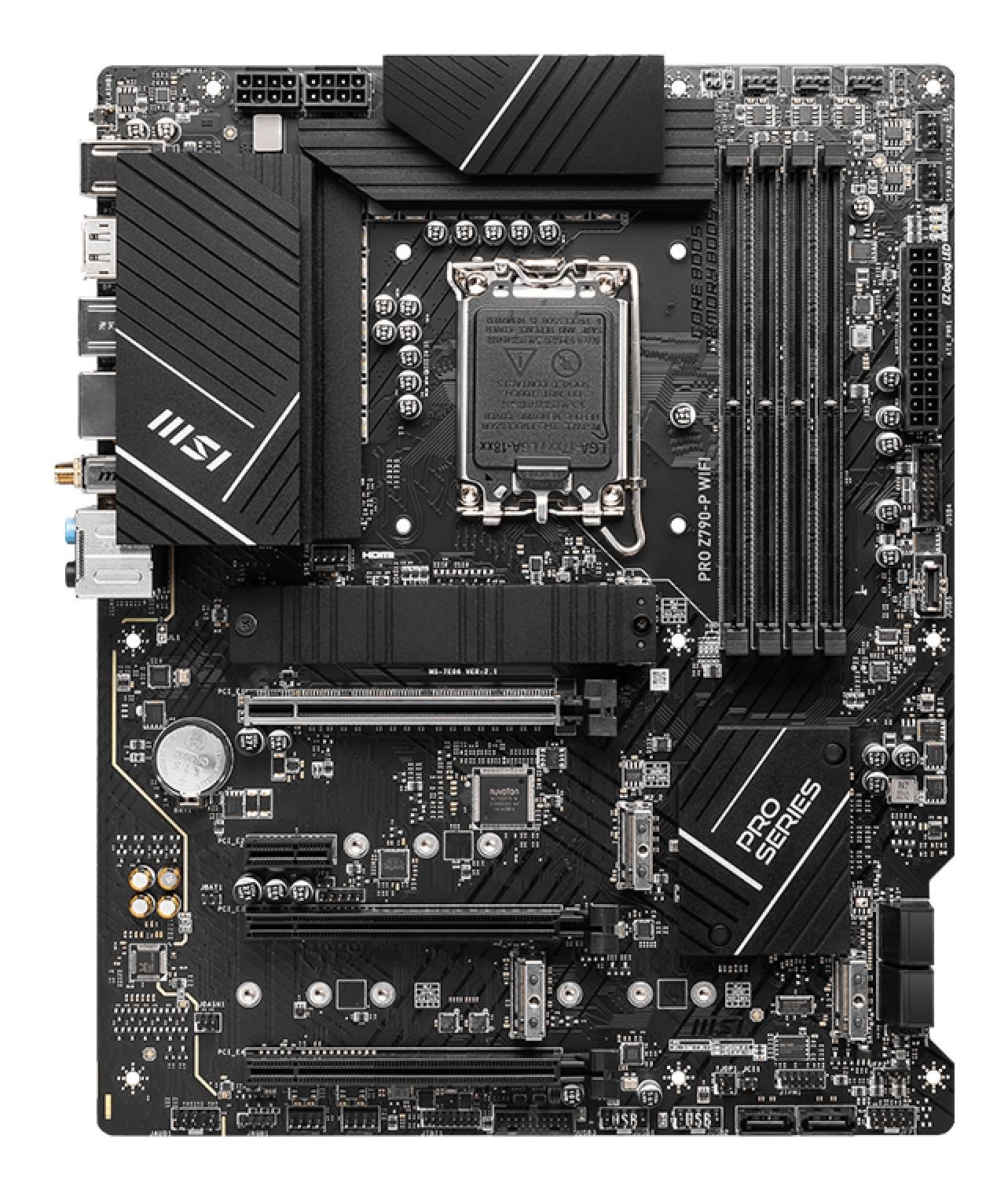f414d91e-4c24-42f2-adb5-3ffc5574f418 Mainboard MSI Intel Z790 LGA1700 ATX Memory DDR5 Memory slots 4 1xPCI-Express 1x 3xPCI-Express 16x 4xM.2 1xHDMI 1xDisplayPort 4xUSB 2.0 3xUSB 3.2 1xUSB-C 1xPS/2 6xAudio port PROZ790-PWIFI