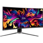 LCD Monitor MSI 34″ Curved/21 : 9 Panel QD-OLED 3440×1440 21:9 175Hz Matte 0.03 ms Swivel Height adjustable Tilt Colour Black MAG341CQPQD-OLED