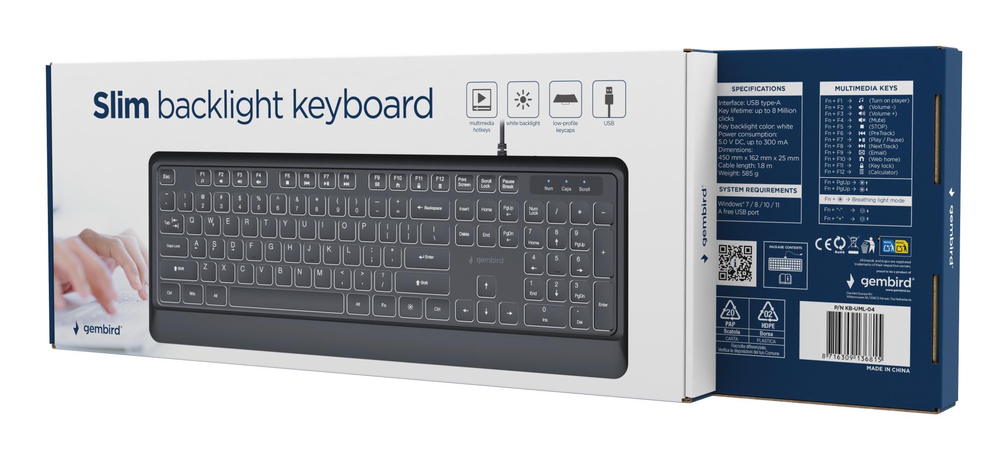 1e6425c5-64ca-40ef-8f94-5e2db285e252 KEYBOARD MULTIMEDIA USB ENG/BLACK KB-UML-04 GEMBIRD