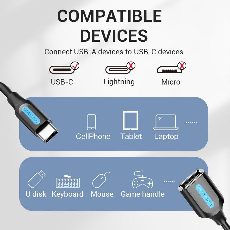 358deed2-e610-454e-becc-a20ee5ef212b CABLE USB2.0C MALE TO A FEMALE/0.15M BLACK CCSBB VENTION