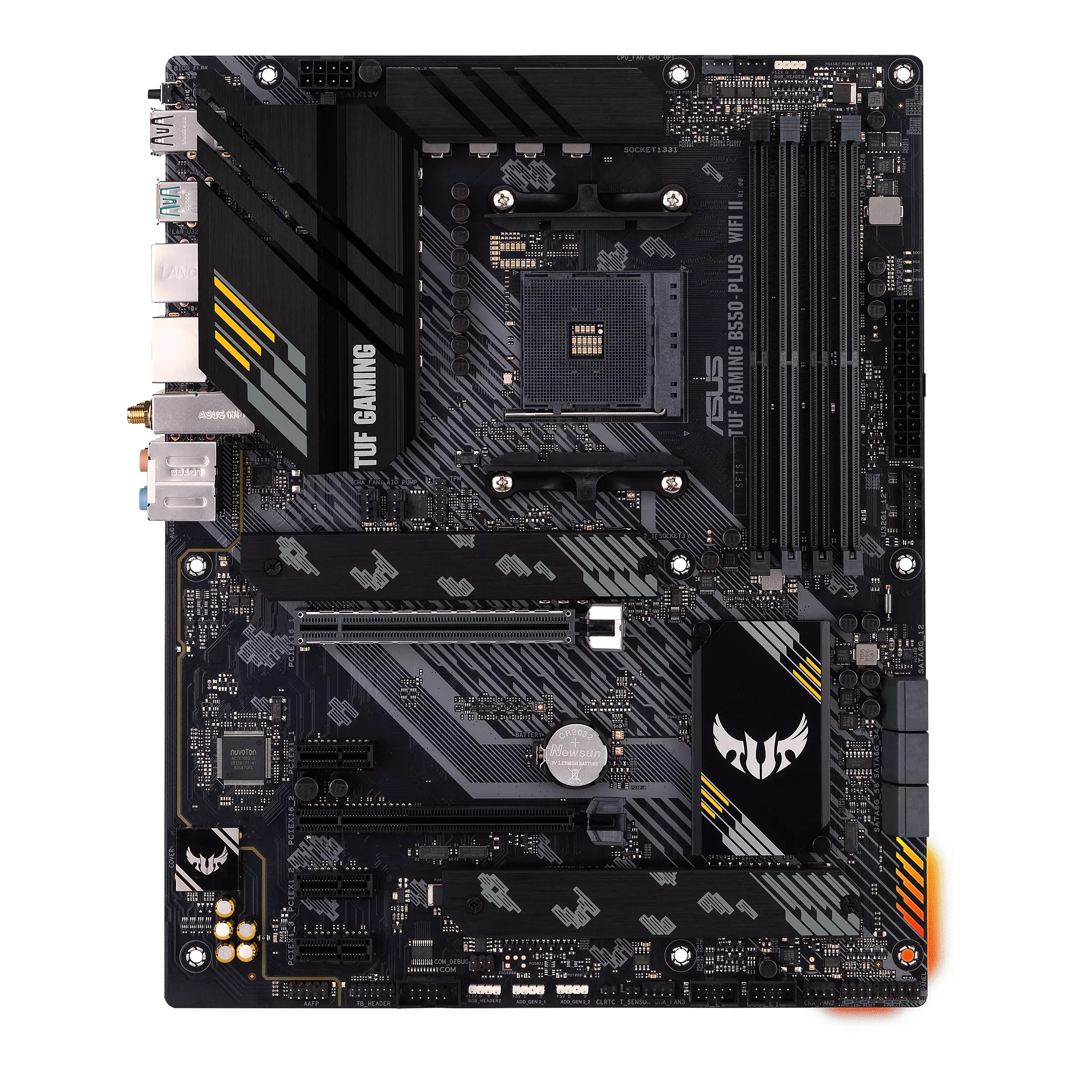 364799-90mb19u0-m0eay0-4711081338413-0.webp Asus TUF GAMING B550-PLUS WIFI II Processor family AMD Processor socket AM4 DDR4 DIMM Memory slots 4 Supported hard disk drive interfaces SATA, M.2 Number of SATA connectors 6 Chipset AMD B550 30.5cm x 24.4cm