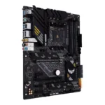 Asus   TUF GAMING B550-PLUS WIFI II   Processor family AMD   Processor socket AM4   DDR4 DIMM   Memory slots 4   Supported hard disk drive interfaces 	SATA, M.2   Number of SATA connectors 6   Chipset AMD B550   30.5cm x 24.4cm