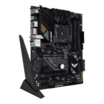 Asus   TUF GAMING B550-PLUS WIFI II   Processor family AMD   Processor socket AM4   DDR4 DIMM   Memory slots 4   Supported hard disk drive interfaces 	SATA, M.2   Number of SATA connectors 6   Chipset AMD B550   30.5cm x 24.4cm