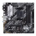 Asus   PRIME B550M-A WIFI II   Processor family AMD   Processor socket AM4   DDR4 DIMM   Memory slots 4   Supported hard disk drive interfaces 	SATA, M.2   Number of SATA connectors 4   Chipset AMD B550   microATX
