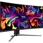 LCD Monitor MSI 34″ Curved/21 : 9 Panel QD-OLED 3440×1440 21:9 175Hz Matte 0.03 ms Swivel Height adjustable Tilt Colour Black MAG341CQPQD-OLED