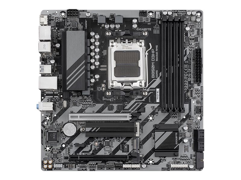 461069-b850m-d3hp-4719331867058-0.webp Gigabyte B850M D3HP Processor family AMD Processor socket AM5 DDR5 Supported hard disk drive interfaces M.2, SATA Number of SATA connectors 4