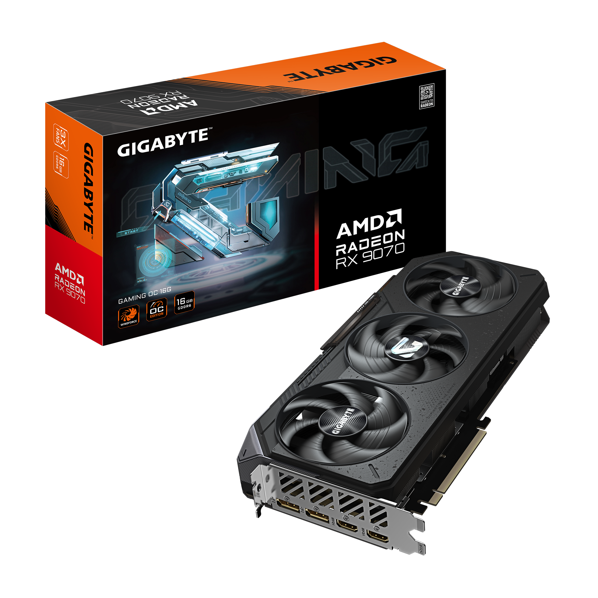 467508-gv-r9070gaming-oc-16gd-4719331355531-0.webp Gigabyte Radeon RX 9070 GAMING OC 16G AMD 16 GB Radeon RX 9070 HDMI ports quantity 2 PCI-E 5.0