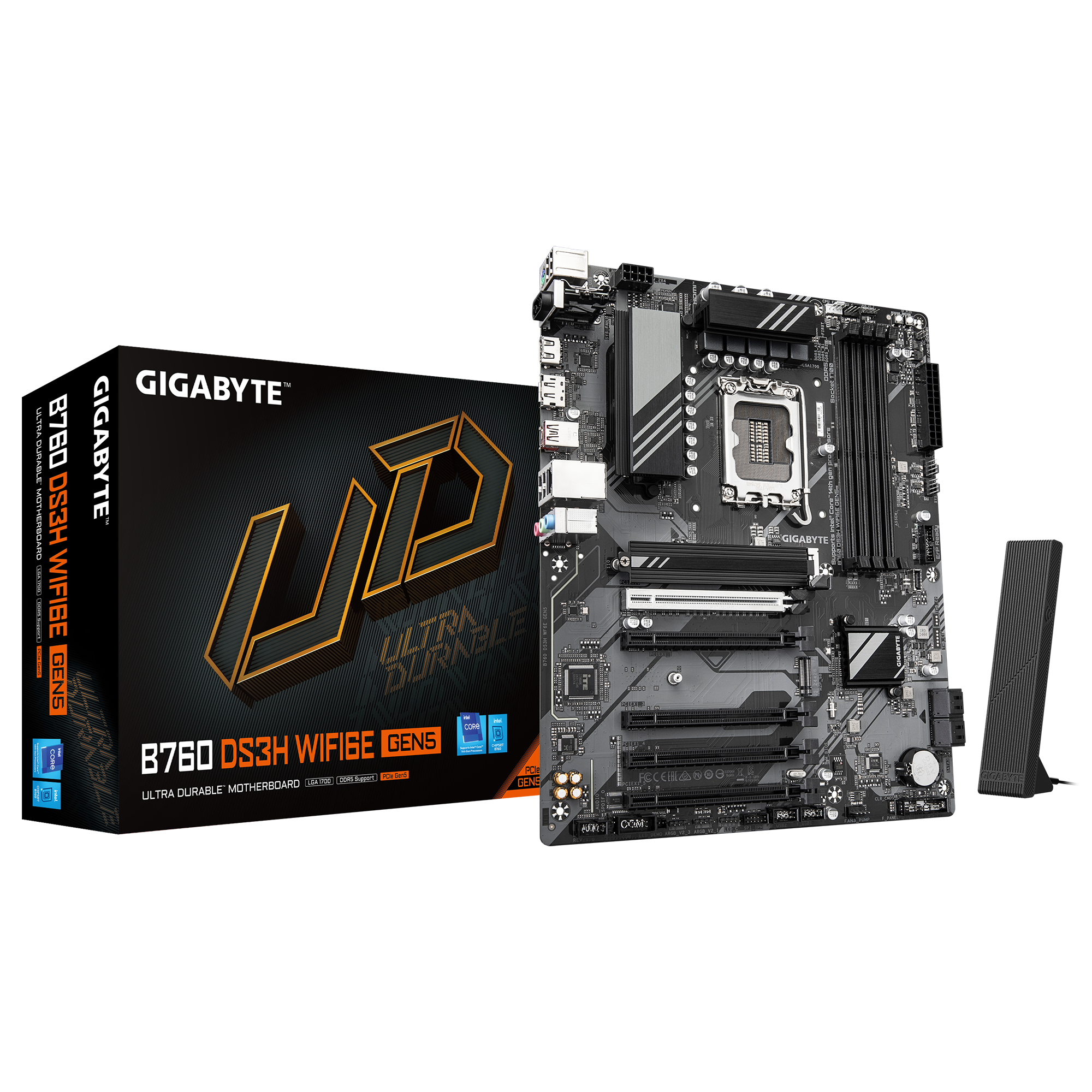492229-b760-ds3h-wf6e-gen5-4719331872939-0.webp Gigabyte B760 DS3H WF6E GEN5 Processor family Intel Processor socket LGA1700 DDR5 Supported hard disk drive interfaces M.2, SATA Number of SATA connectors 4