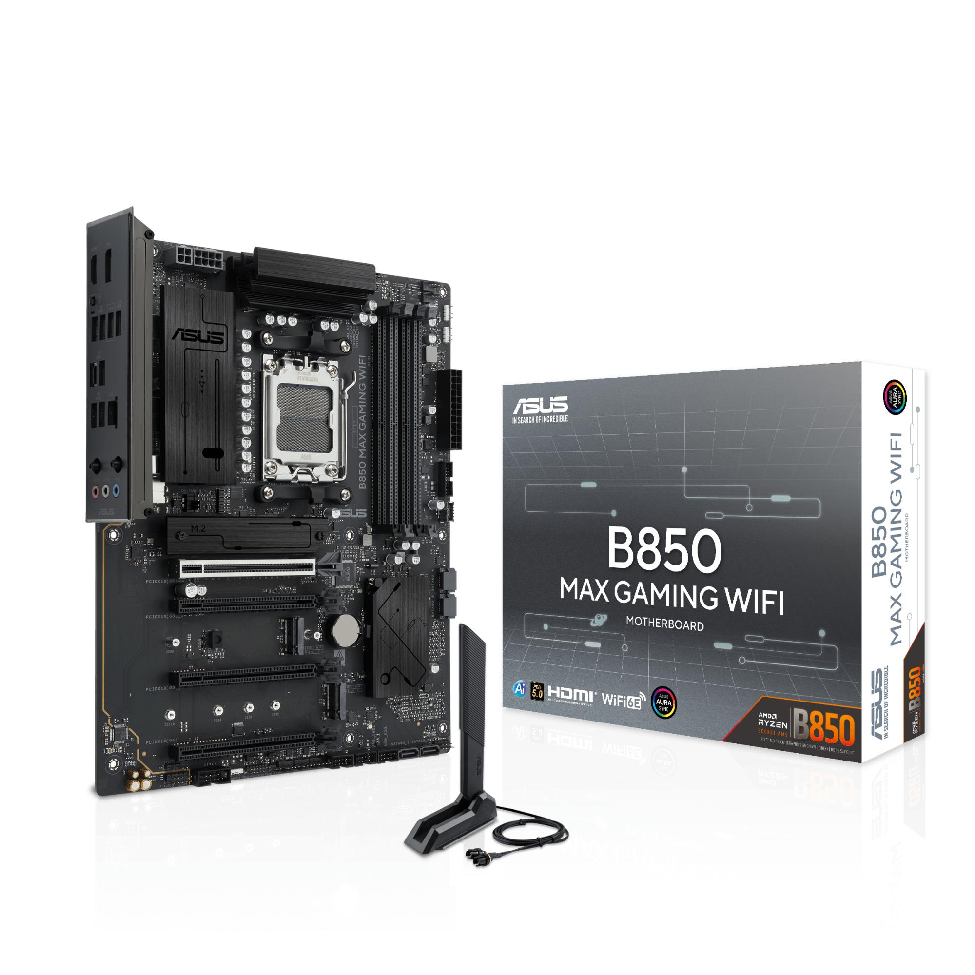 59e2c384-dd64-4f3d-a8cc-8cbc480a82db Mainboard ASUS AMD B850 Socket AM5 ATX RAM DDR5-SDRAM 4xSlots Wi-Fi Yes Bluetooth Yes 3xNumber of M.2 (M) slots B850MAXGAMINGWIFI