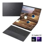 Asus   Zenbook Duo UX8407AA-SN066W   Moher Gray   14 ”   OLED   Touchscreen   2.8K   2880 x 1800 pixels   144 Hz   Anti-Reflective   Intel Core Ultra X9   378H   32 GB   LPDDR5X   Solid-state drive capacity 2000 GB   Intel Arc Graphics   Windows 11 Pro   802.11be   Bluetooth version 5.4   Keyboard language US international   Keyboard backlit   Warranty 24 month(s)   Battery warranty 12 month(s)
