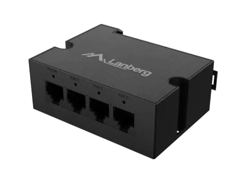 Lanberg Switch PoE Extender 1xIn 3xOut Gigabit Ethernet Din Rail BT 90W metal clips   DIN-GE4-BT-90W