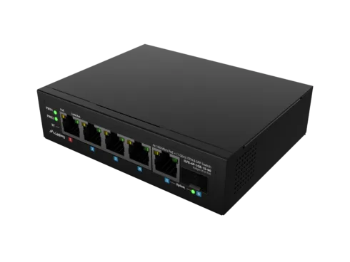 Lanberg Switch PoE 1xBT 3xAT SFP/ETH Din Unmanagment Fast Ethernet   ILFE-4P-1GE-1S-90