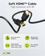 Goobay 80105 Soft HDMI High-Speed Cable with Ethernet   Soft   5 m