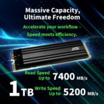 SSD AGI 750xTBW rating MTBF 2000000 h Read speed 7400 MB/s Write speed 5200 MB/s NVMe Yes PCI Express 4.0 M.2 1000 GB AGI1T0G44AI828-CB
