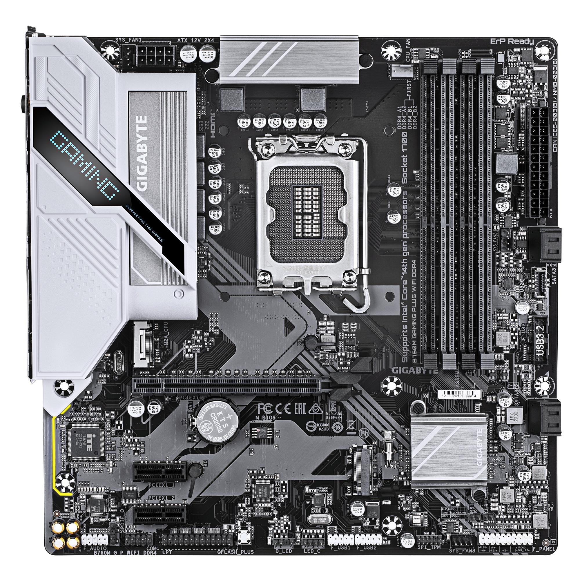 7a597cd1-e84c-4168-856c-d17704f7b1e5 Mainboard GIGABYTE B760M GAMING PLUS WIFI DDR4 (REV. 1.1) Intel B760 LGA 1700 micro ATX RAM DDR4-SDRAM 4xSlots Wi-Fi Yes Bluetooth Yes 2xNumber of M.2 (M) slots B760MGPWIFIDDR41.1