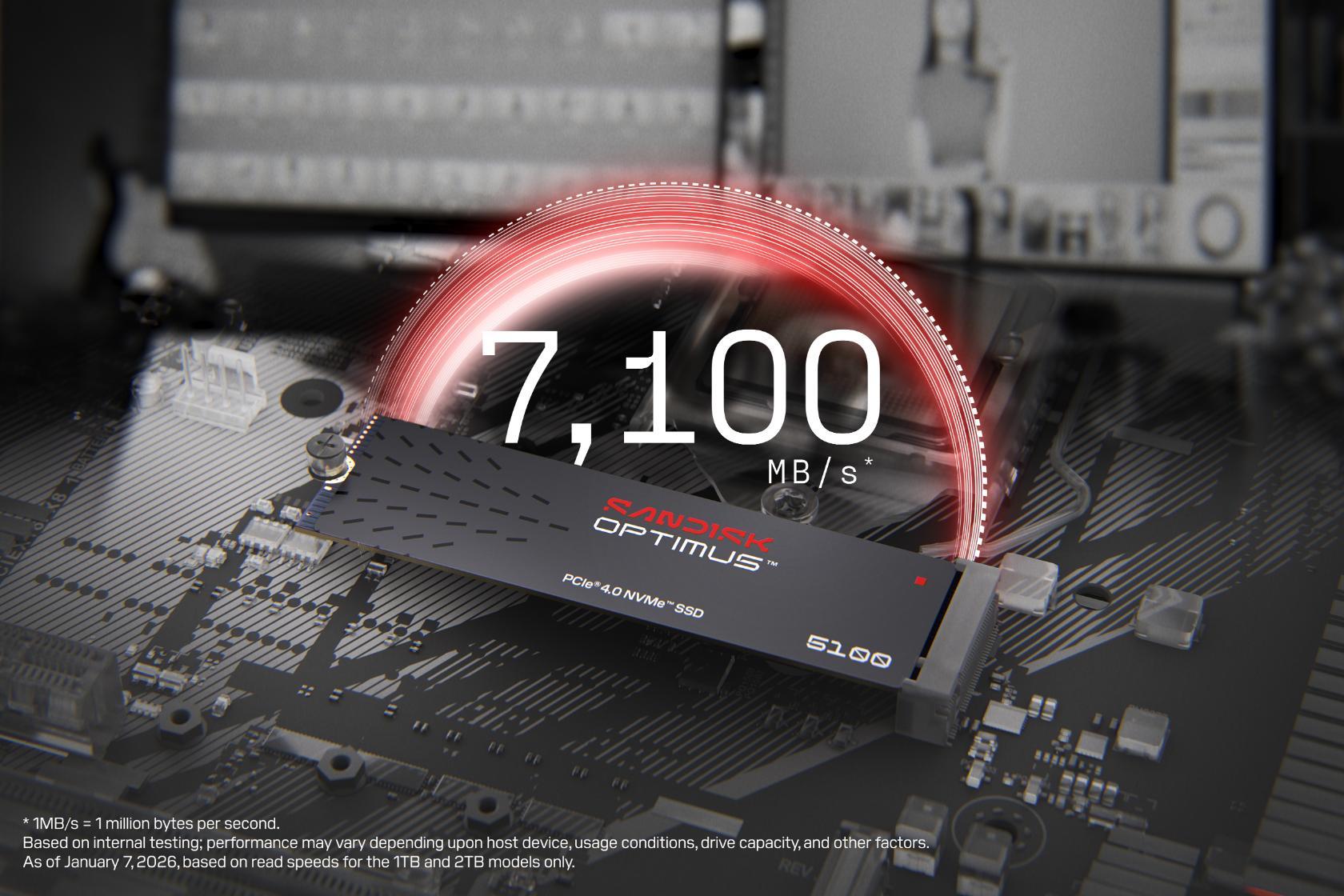 898eeeda-6e9d-4486-a32e-0299d404434e SSD SANDISK 600xTBW rating MTBF 1750000 h Read speed 7100 MB/s Write speed 6700 MB/s NVMe Yes PCI Express 4.0 M.2 1000 GB SDSP51100TAN-000E0