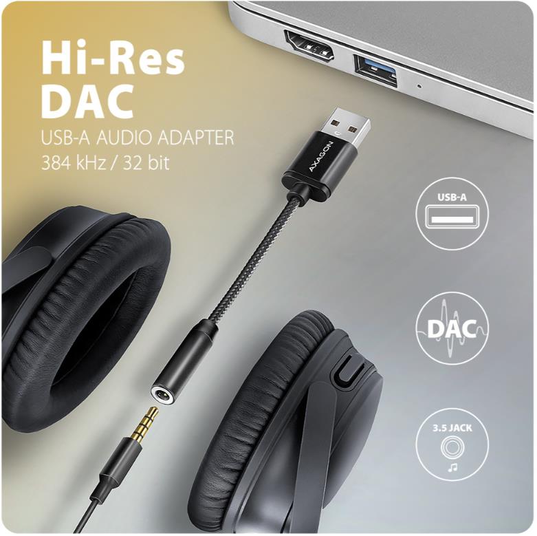 8d1e7044-867b-4a4e-ba64-712da80e4aee ADAPTER USB-C TO AUDIO 3.5MM/DAC 0.1M ADA-HA AXAGON