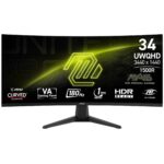 LCD Monitor MSI MAG 346CQ 34″ Gaming/Curved Panel VA 3440×1440 16:9 180 Hz 1 ms MAG346CQ
