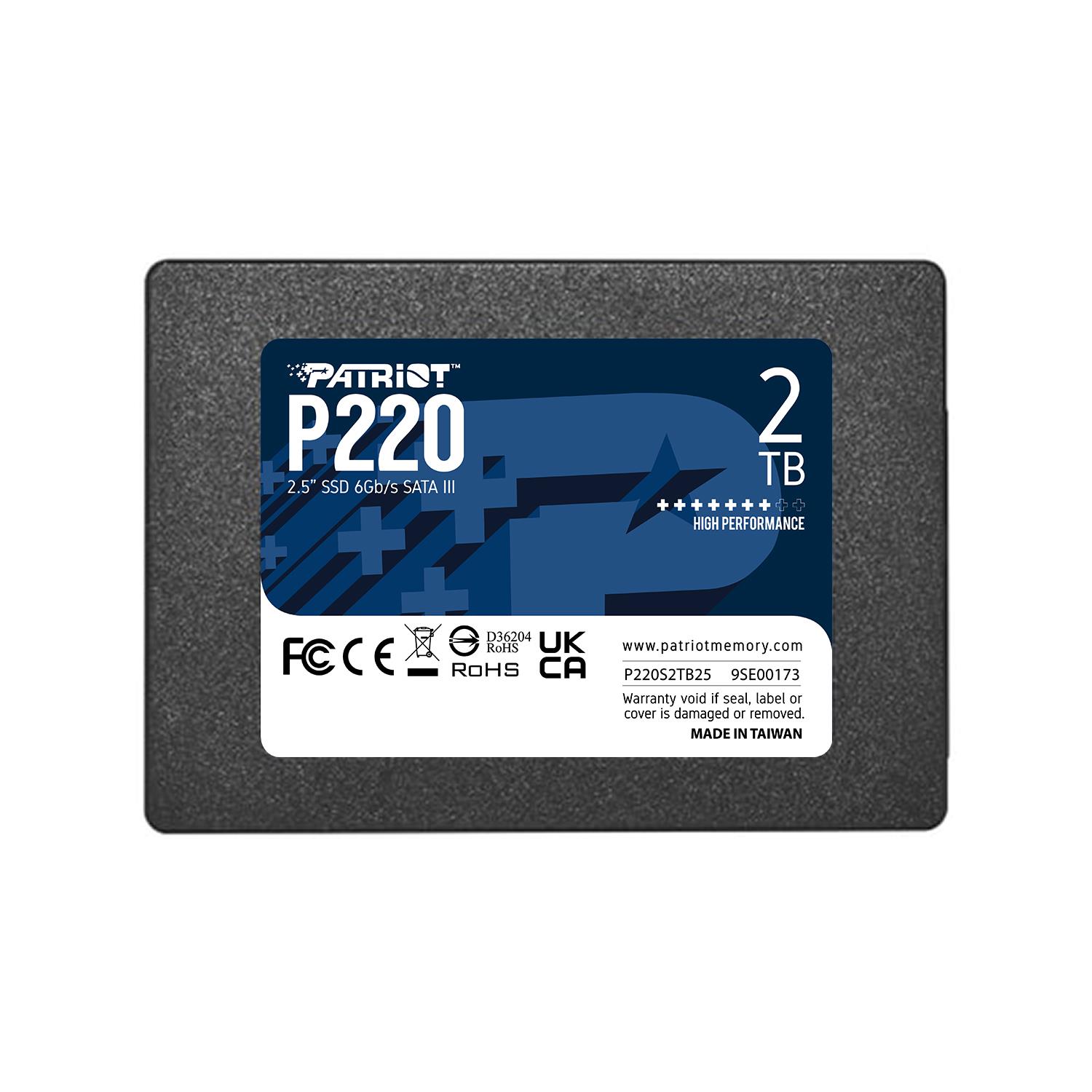 18922ba8-fa6b-4df7-b02c-dd2a64125012 SSD PATRIOT P220 2TB SATA Write speed 500 MBytes/sec Read speed 550 MBytes/sec 2,5″ TBW 960 TB P220S2TB25