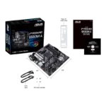 Asus   PRIME B550M-A   Processor family AMD   Processor socket AM4   DDR4   Memory slots 4   Supported hard disk drive interfaces M.2, SATA   Number of SATA connectors 4   Chipset AMD B   Micro ATX