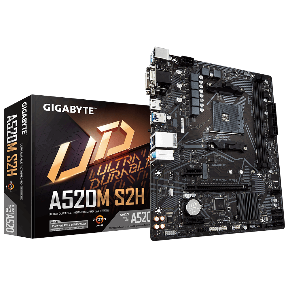 303775-a520m-s2h-4719331809720-0.webp Gigabyte A520M S2H 1.0 Processor family AMD Processor socket AM4 DDR4 DIMM Memory slots 2 Chipset AMD A Micro ATX