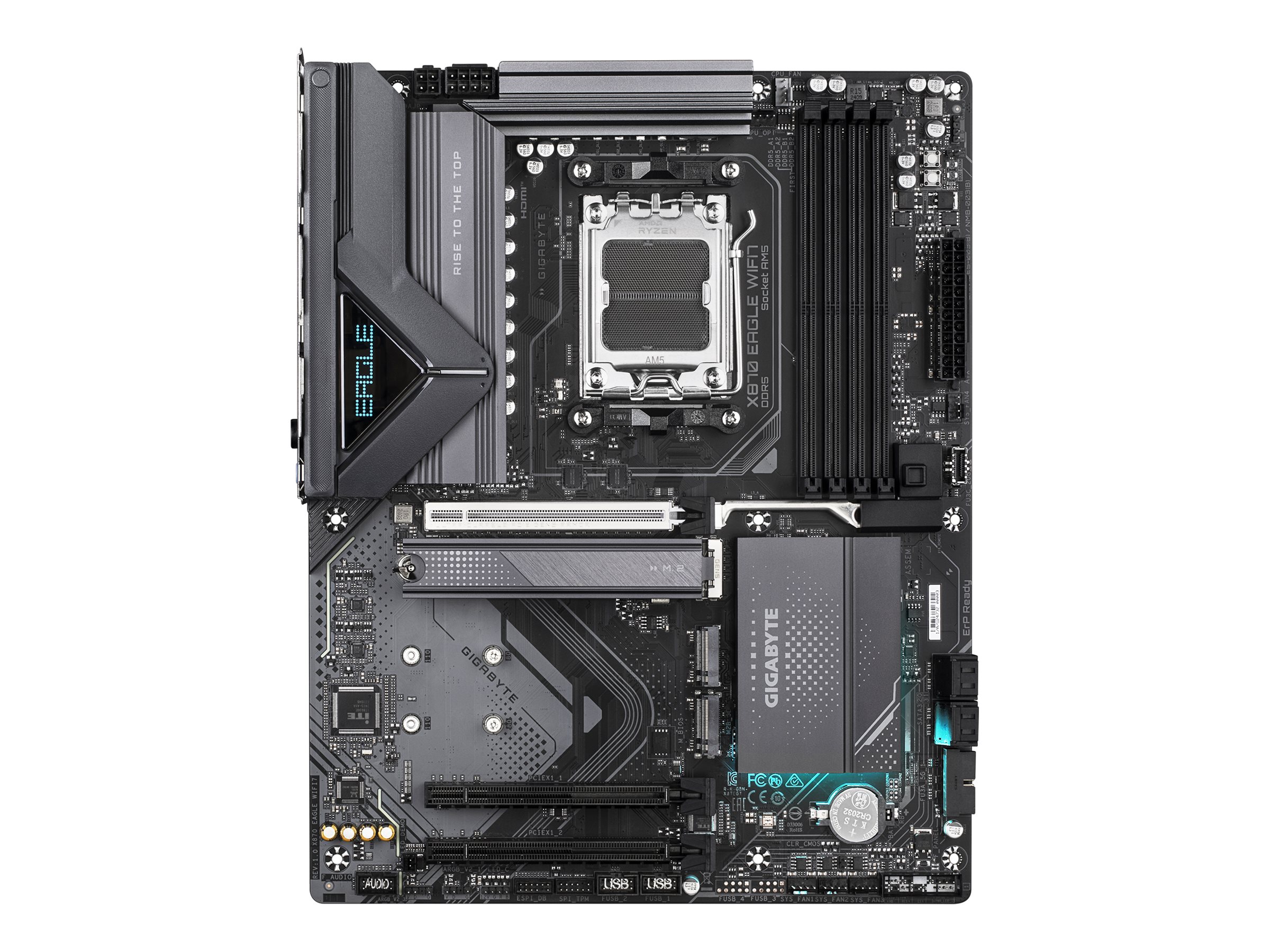 448099-x870-eagle-wifi7-4719331864996-0.webp Gigabyte X870 EAGLE WIFI7 Processor family AMD Processor socket AM5 DDR5 DIMM Supported hard disk drive interfaces SATA, M.2 Number of SATA connectors 4