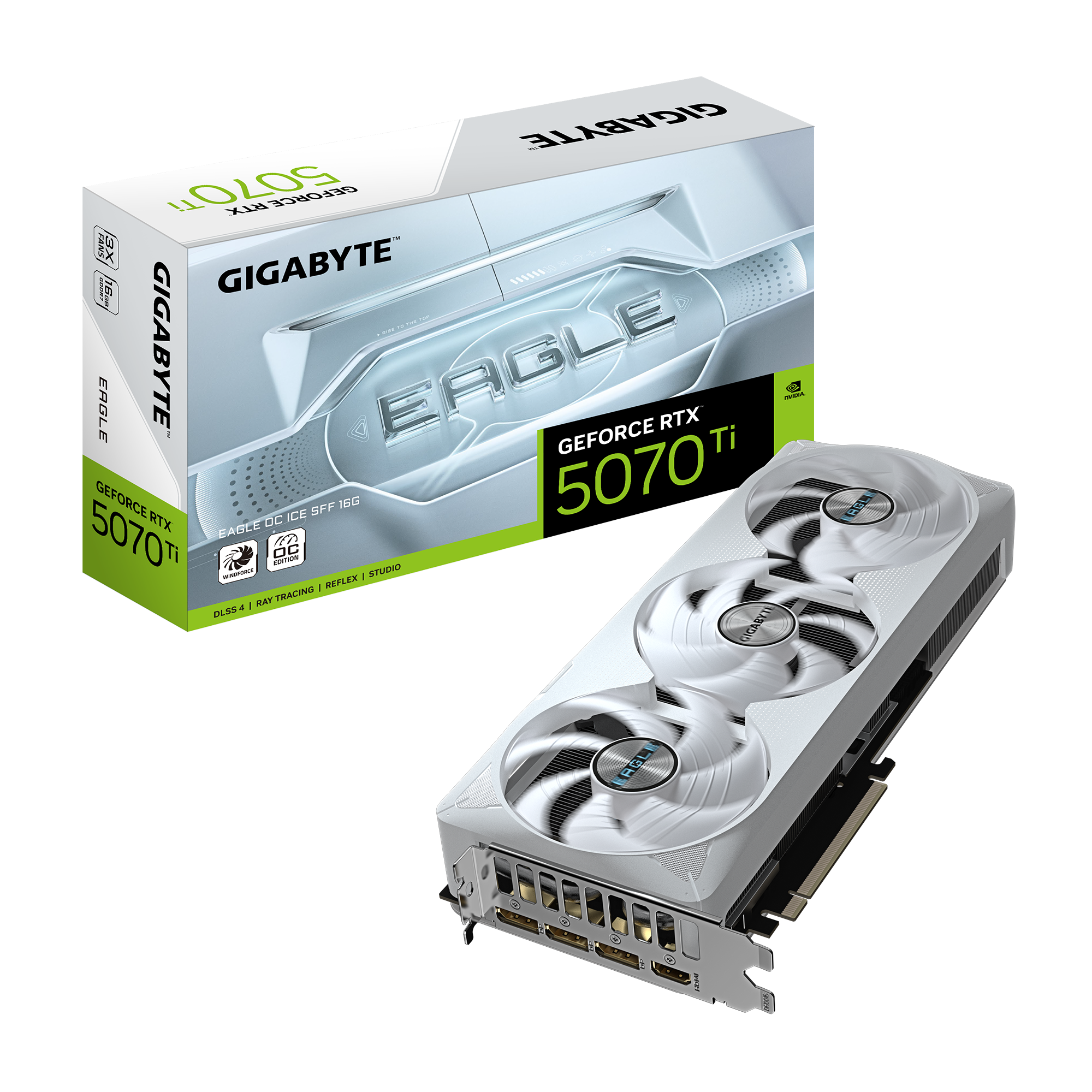 466151-gv-n507teagleoc-ice-16gd-4719331355869-0.webp Gigabyte GeForce RTX 5070 Ti EAGLE OC ICE SFF 16G NVIDIA 16 GB GeForce RTX 5070 Ti GDDR7 HDMI ports quantity 1 PCI-E 5.0