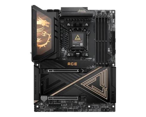 MSI MEG X870E ACE MAX   Processor family AMD   Processor socket AM5   DDR5   Supported hard disk drive interfaces SATA, M.2   Number of SATA connectors 4
