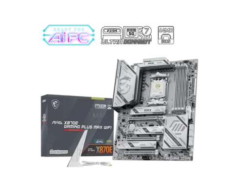 MSI MAG X870E GAMING PLUS MAX WIFI   Processor family AMD   Processor socket AM5   DDR5   Supported hard disk drive interfaces SATA, M.2   Number of SATA connectors 4