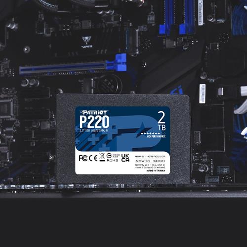 e07cebef-be59-4989-8822-24e810ea2578 SSD PATRIOT P220 2TB SATA Write speed 500 MBytes/sec Read speed 550 MBytes/sec 2,5″ TBW 960 TB P220S2TB25