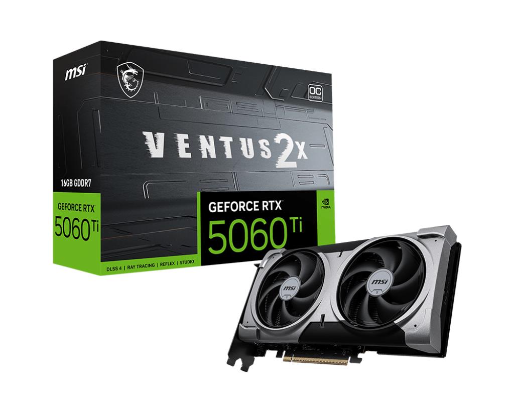 f2c8b7af-f1d6-4ee9-a899-6e009d685169 Graphics Card MSI NVIDIA GeForce RTX 5060 Ti 16 GB GDDR7 128 bit PCIE 5.0 16x Dual Slot Fansink 5060TI16GVENTUS2XOCPLUS