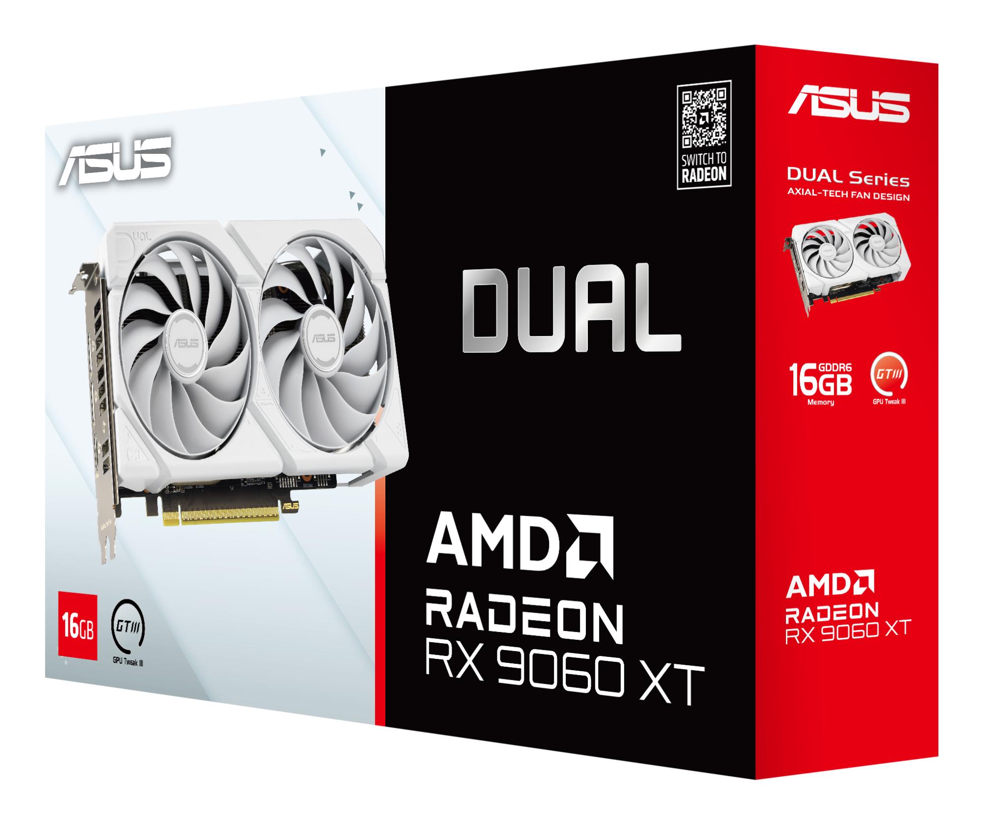 310e0a75-bc3d-4116-9161-730de5817831 Graphics Card ASUS AMD Radeon RX 9060 XT 16 GB GDDR6 PCI Express 5.0 Active DUAL-RX9060XT-16G-WH