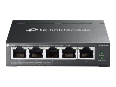 TP-LINK Omada 5-Port Gigabit Easy Managed Switch with 4-Port PoE+ ES205GP Desktop/Wall mountable