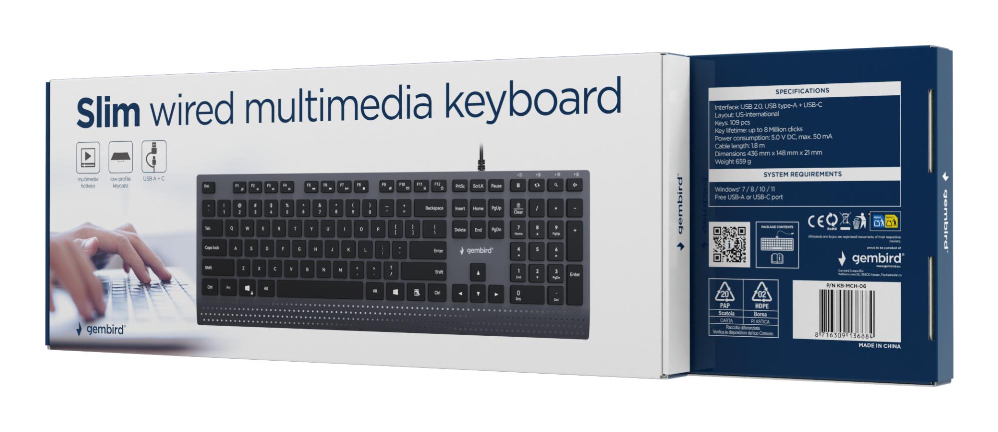 62db6706-b735-49af-b591-d6df1a23077d KEYBOARD MULTIMEDIA USB ENG/BLACK KB-MCH-06 GEMBIRD